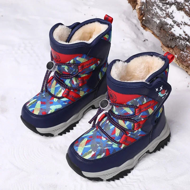 Kids High Top Plush Waterproof Warm Snow Boots