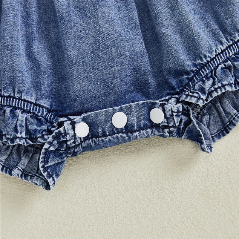 Baby Girls Denim Blue Cotton Romper