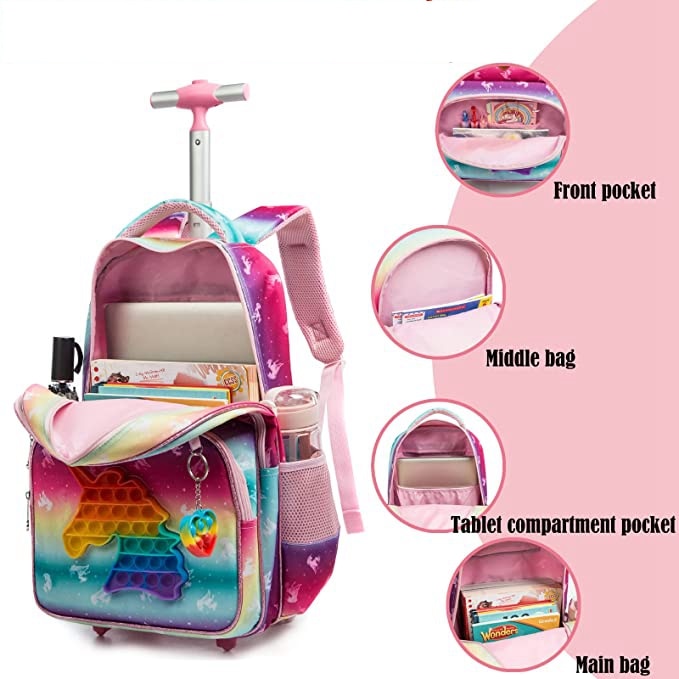 Kids 3pcs Rolling School Backpack Set with Lunch Bag and Pencil Case childrensterritory