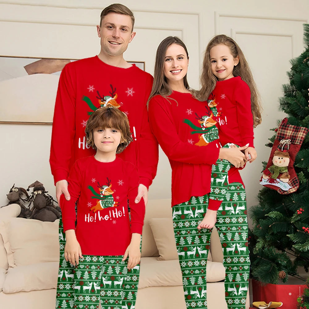Cartoon Design Red Xmas Family Matching Pajamas Sets