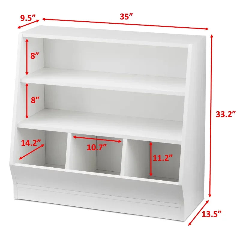 Kids Bin Organizer and Double-Shelf Bookcase childrensterritory