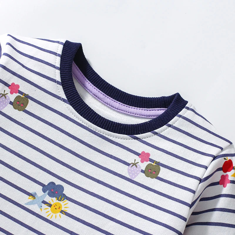 Little Girls Cartoon Striped Casual Cotton Dress childrensterritory