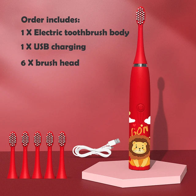 Electric Tooth Brush for Kids with 6 Soft Nozzles childrensterritory