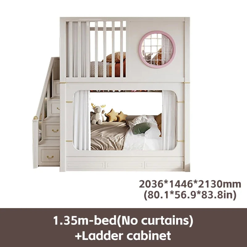 Solid Wooden Multifunctional Kids Bunk Beds with Ladder childrensterritory