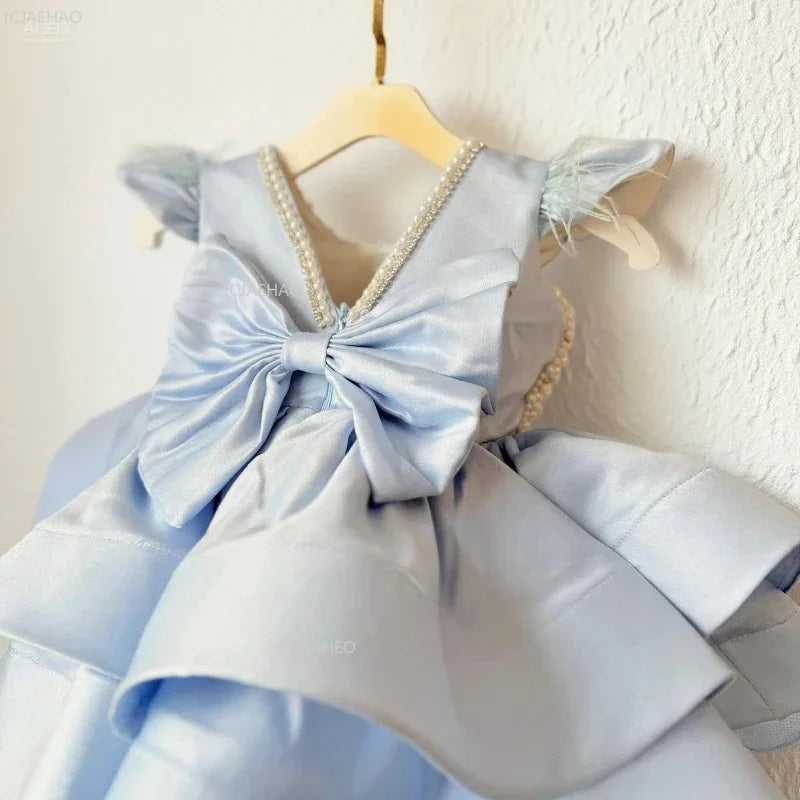 Handmade Pearls Design Tutu Flower Girl Dress