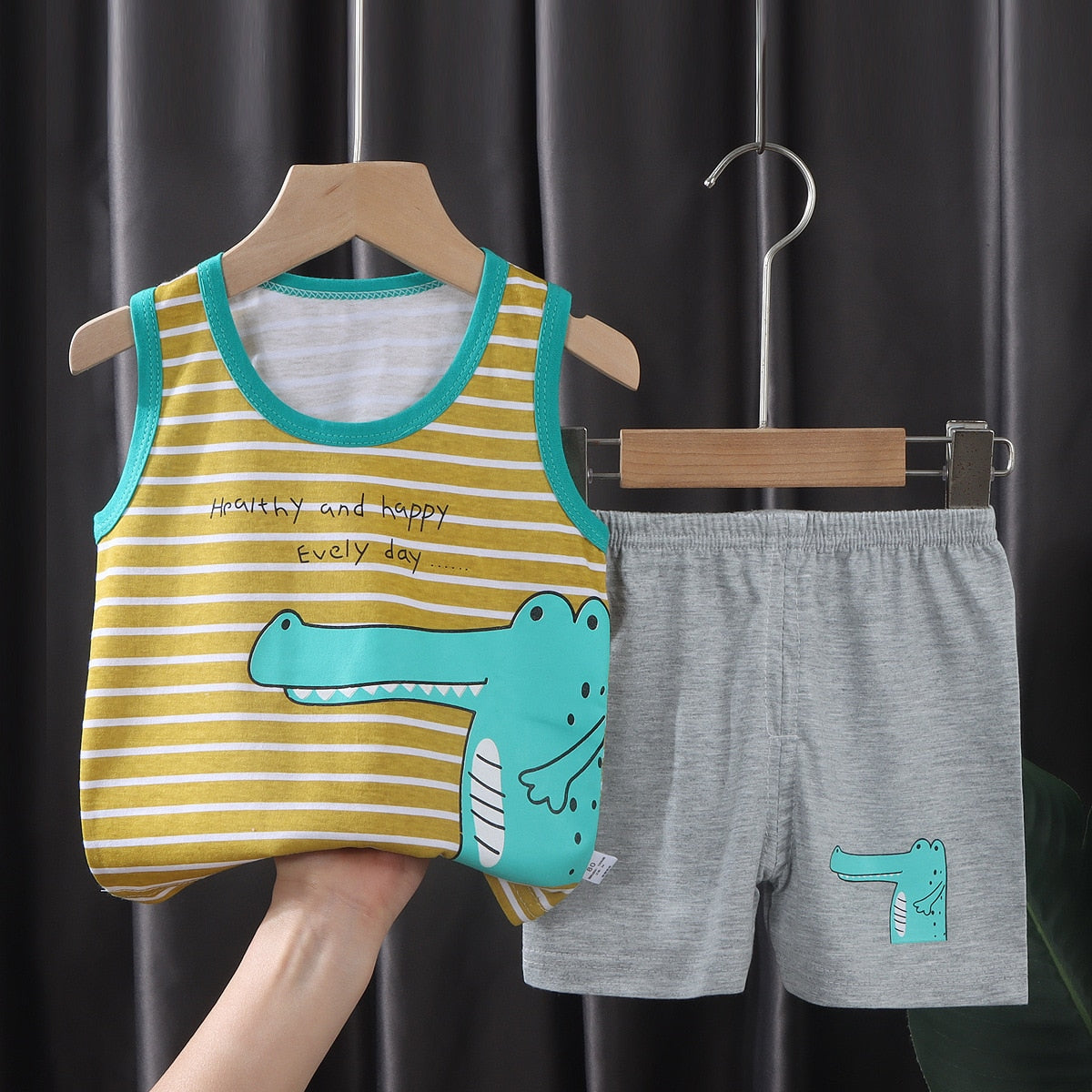 2PCS Cotton T-Shirts and Shorts Set for Toddler Boys Girls childrensterritory