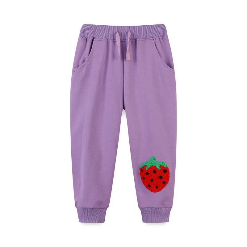 Kids Girls Strawberry Embroidery Trousers childrensterritory