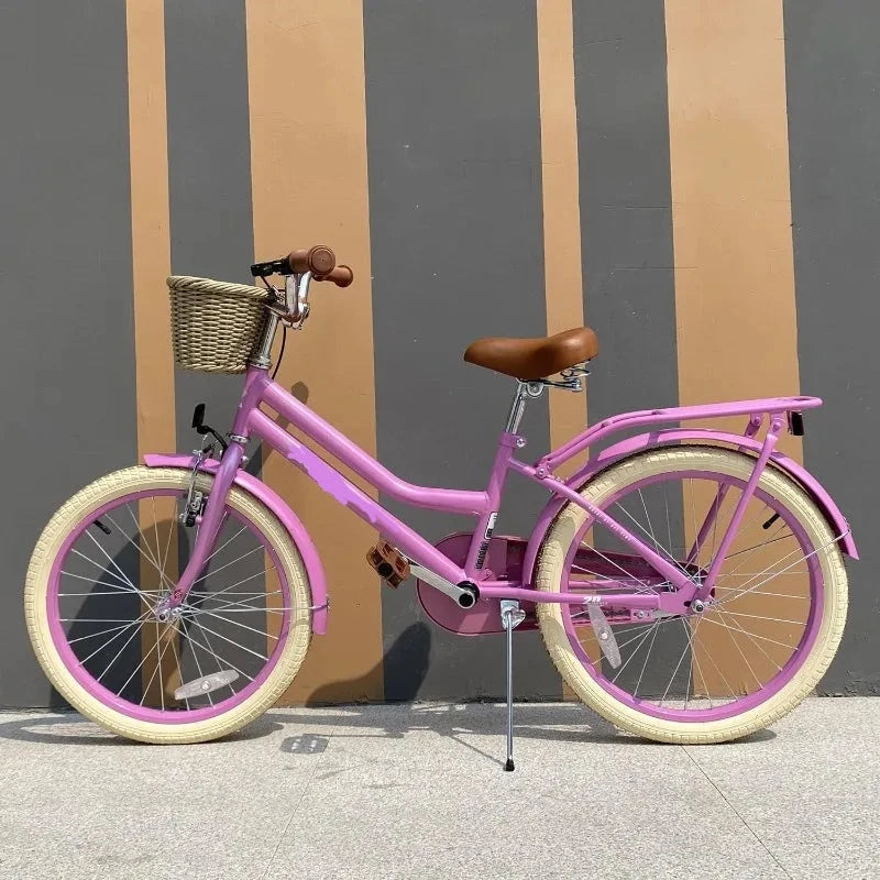 Kid Girls Bicycle with Basket, Front V Brake and Rear Coaster Brake childrensterritory