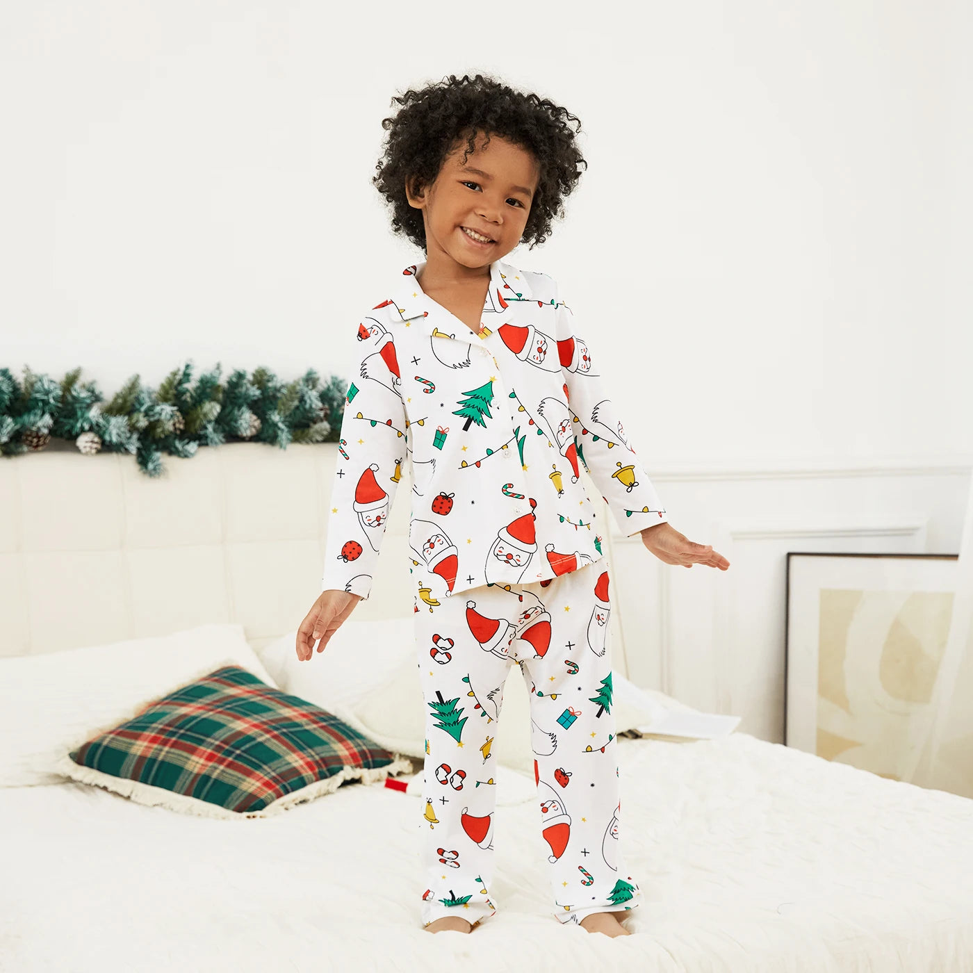 Colorful Christmas Print Long Sleeve Pajamas Sets for Family childrensterritory