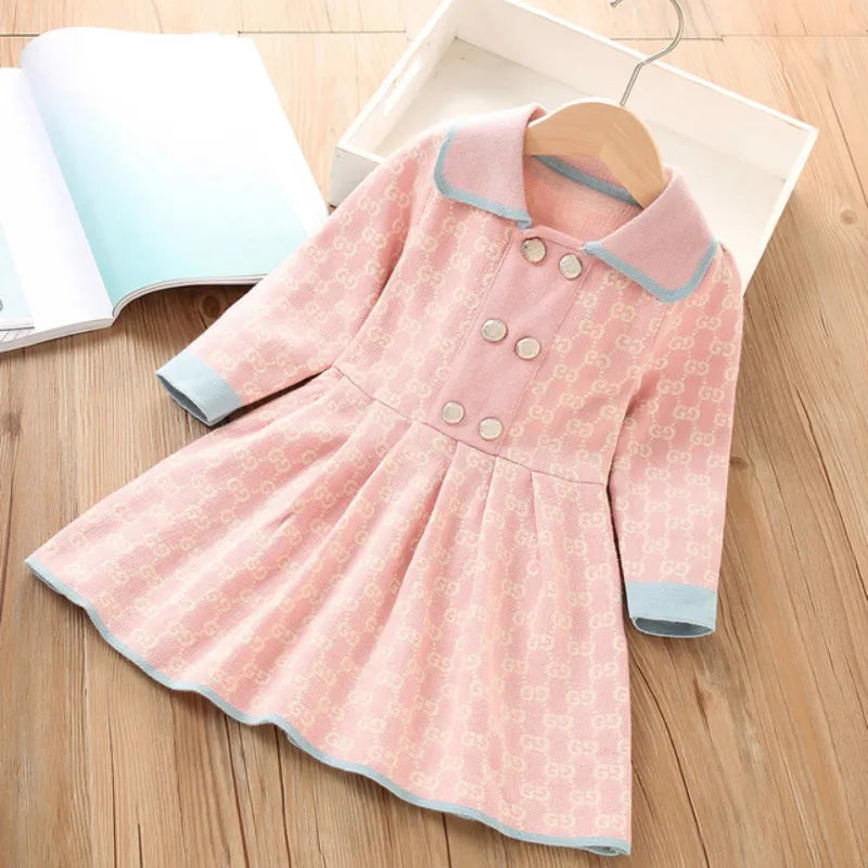 Kids Girls Fashionable Print Skirt Princess Sweater Dresses childrensterritory