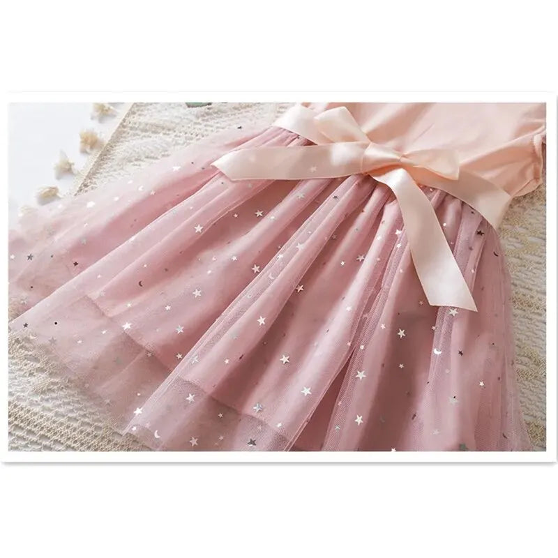 Kids Girls Solid Sequin Summer Birthday Party Dress childrensterritory
