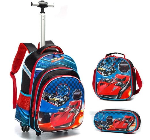 3D-printed Sequins Kids Wheeled Backpack 3 Piece Set childrensterritory
