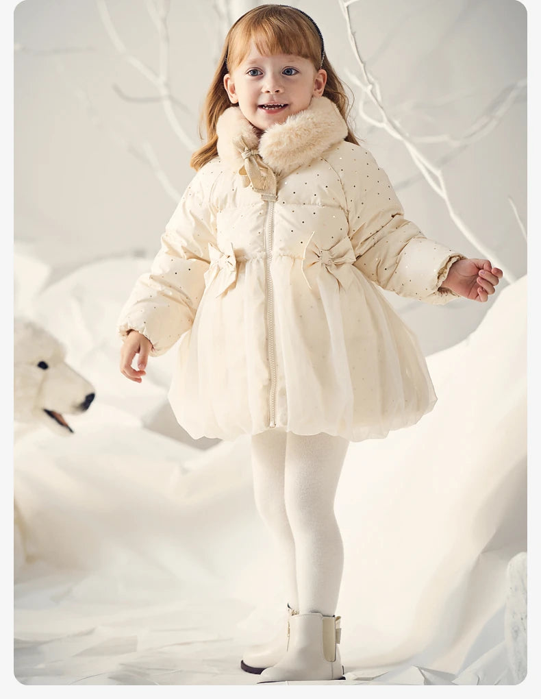 Kids Girls Puffy Antibacterial Down Jacket for Winter Party childrensterritory