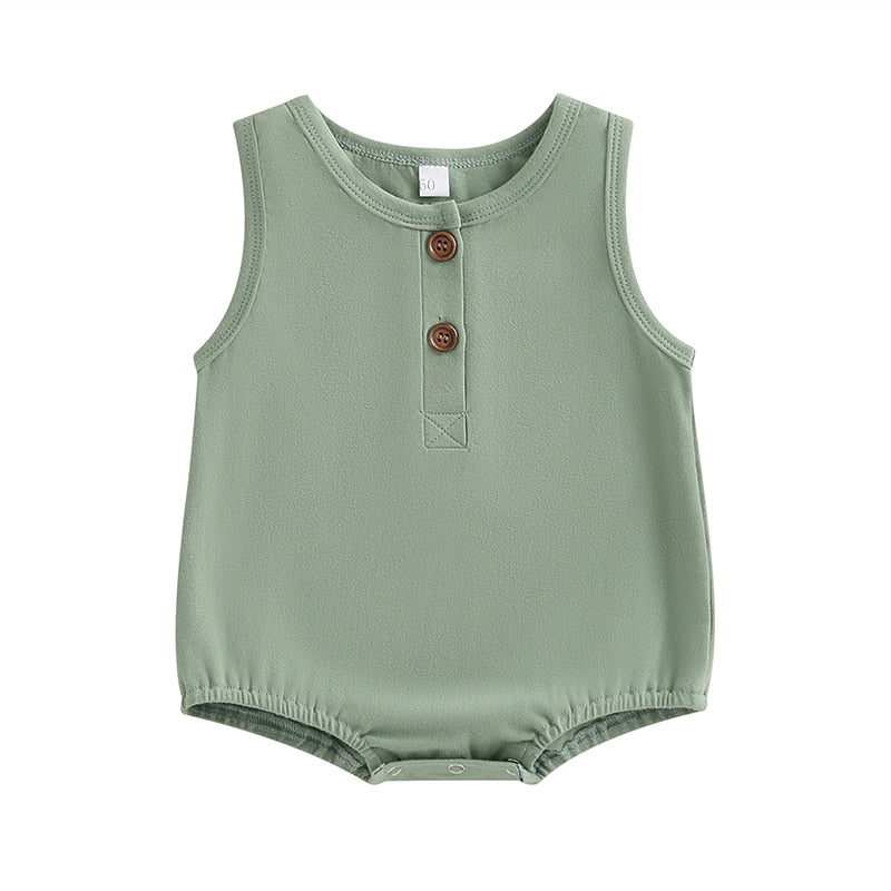 Solid Color Sleeveless Baby Girls Boys Summer Bodysuit childrensterritory