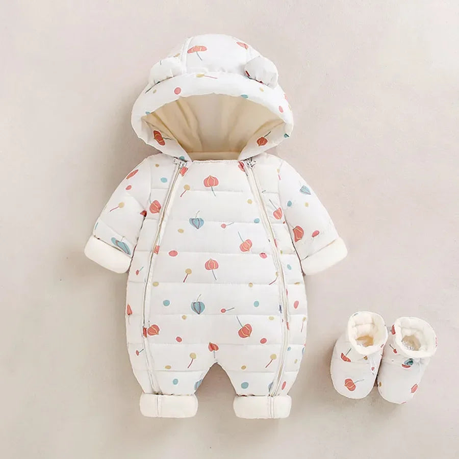 Newborn Thicken Hooded Autumn Winter Romper childrensterritory