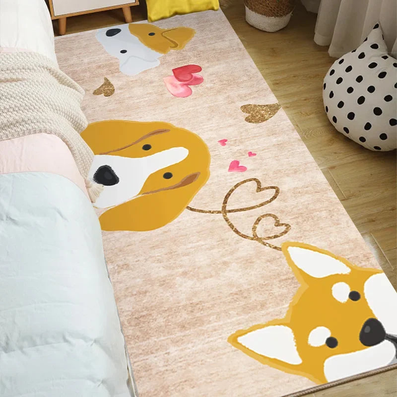 Cute Cartoon Girly Large Area Rugs for Kids Bedroom, Living Room