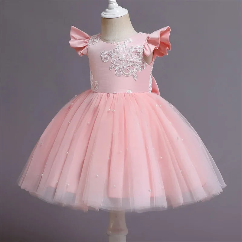 Baby/Kids Girls Lace Pearls Princess Party Dress