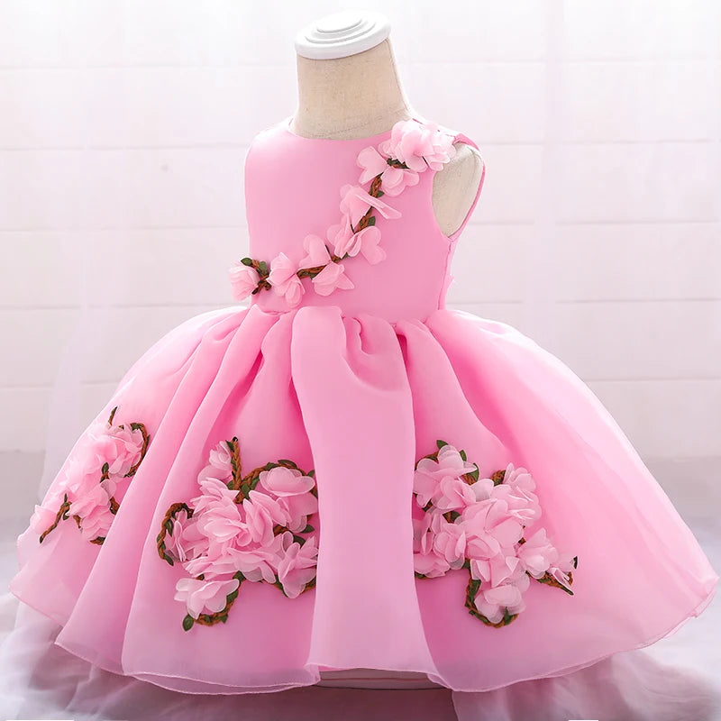 Luxury Flower Design Baby Girl Dresses For Birthday/Wedding childrensterritory