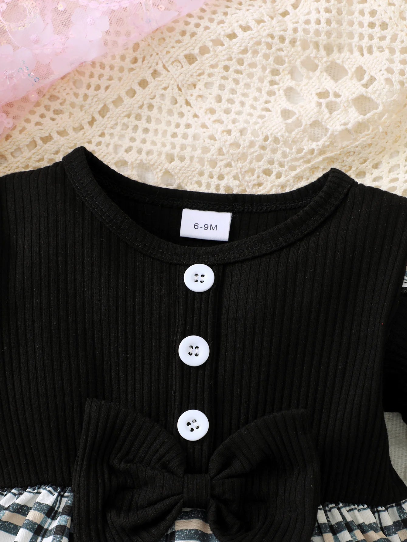 Newborn Girl Checkered Print Bow Dress for Summer