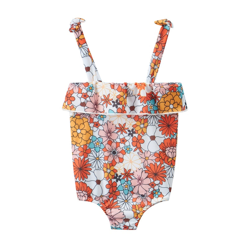 Kids/Baby Girls Floral Sleeveless Ruffle Swim Suit childrensterritory