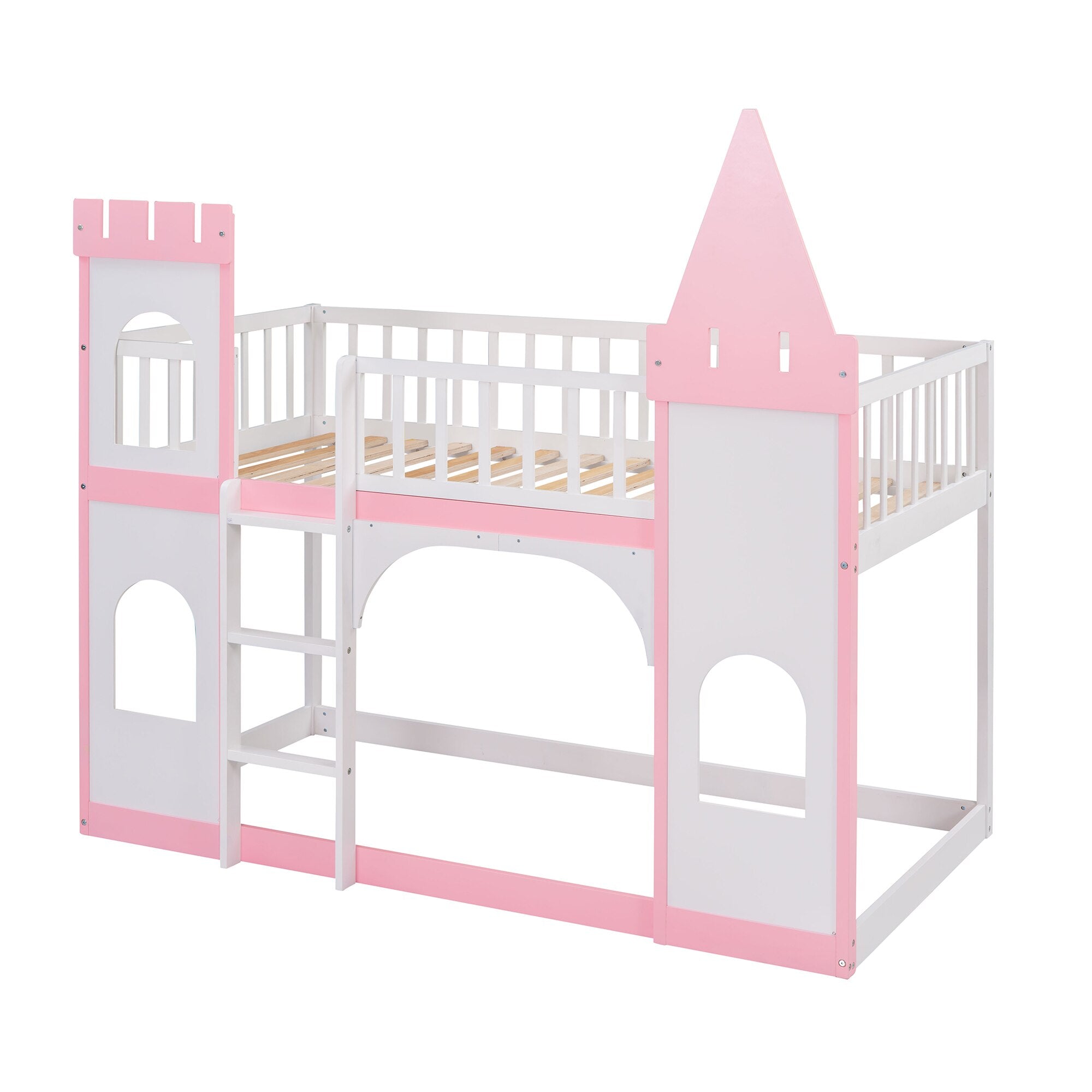 Twin Over Twin Castle Bunk Bed with Ladder childrensterritory