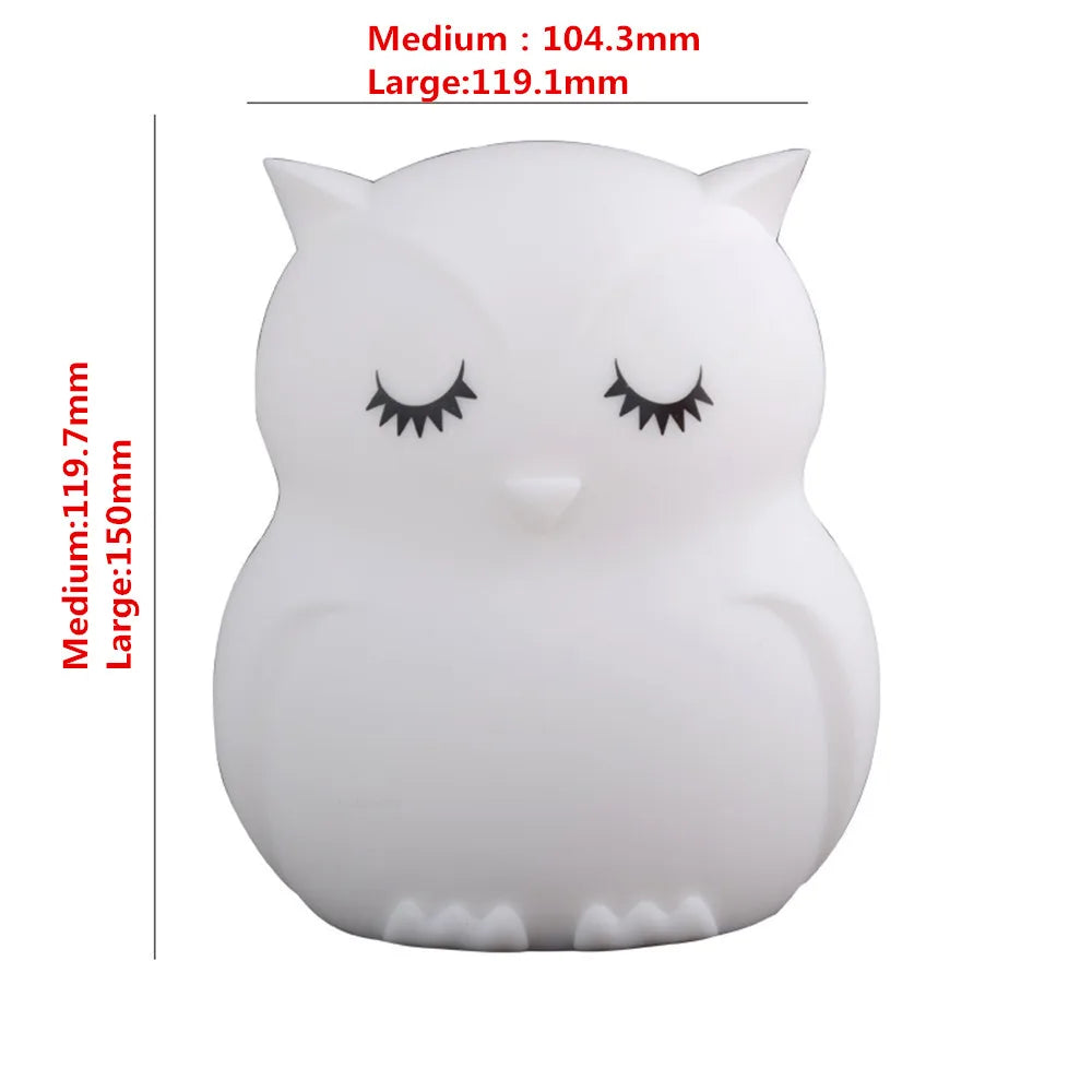 Rechargeable Owl LED Night Light in 9 Colors for Kids Room childrensterritory