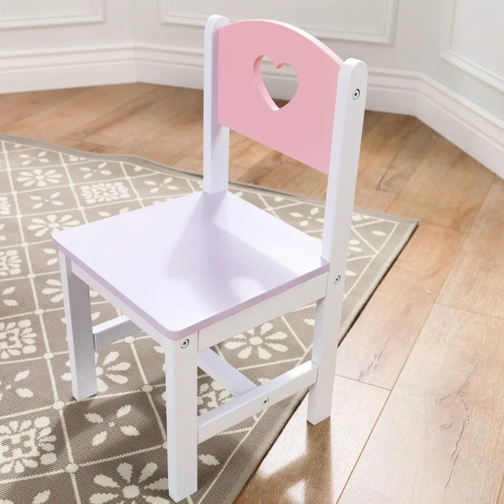 Kids Wooden Heart Stool & Table Set with 4Storage Bins