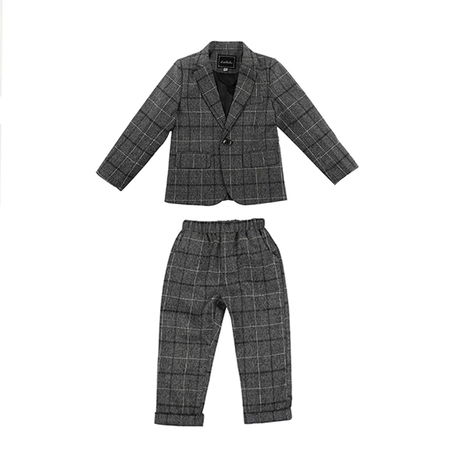Kids Classic Checkered Formal Wedding Suits childrensterritory