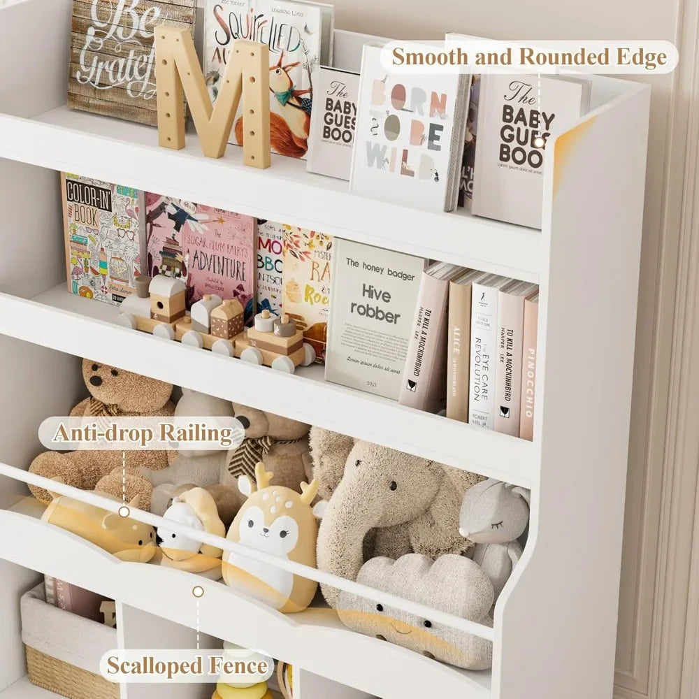 Large 55.3" Wooden Toy Storage Desk and Organizer