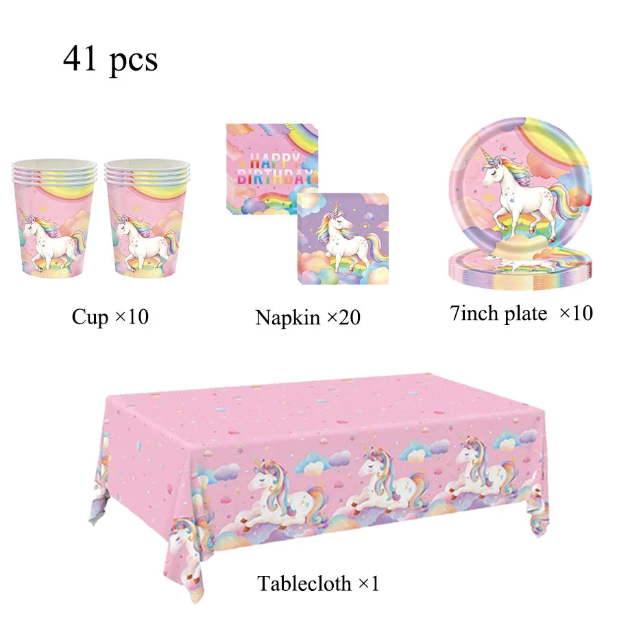 Kids Unicorn Theme Birthday Party Decorations Set
