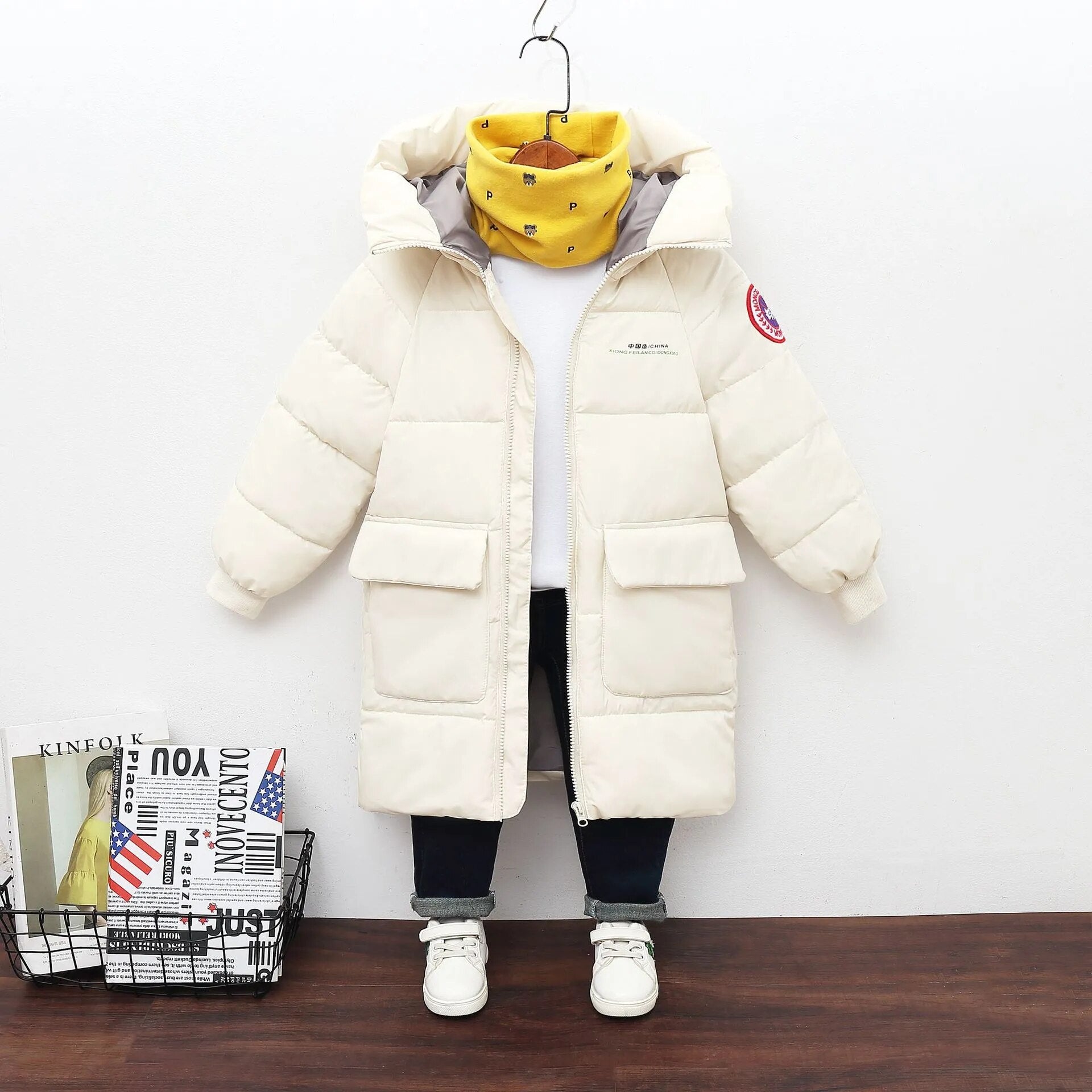 Long Korean Style Down Cotton Jacket for Kids Unisex childrensterritory
