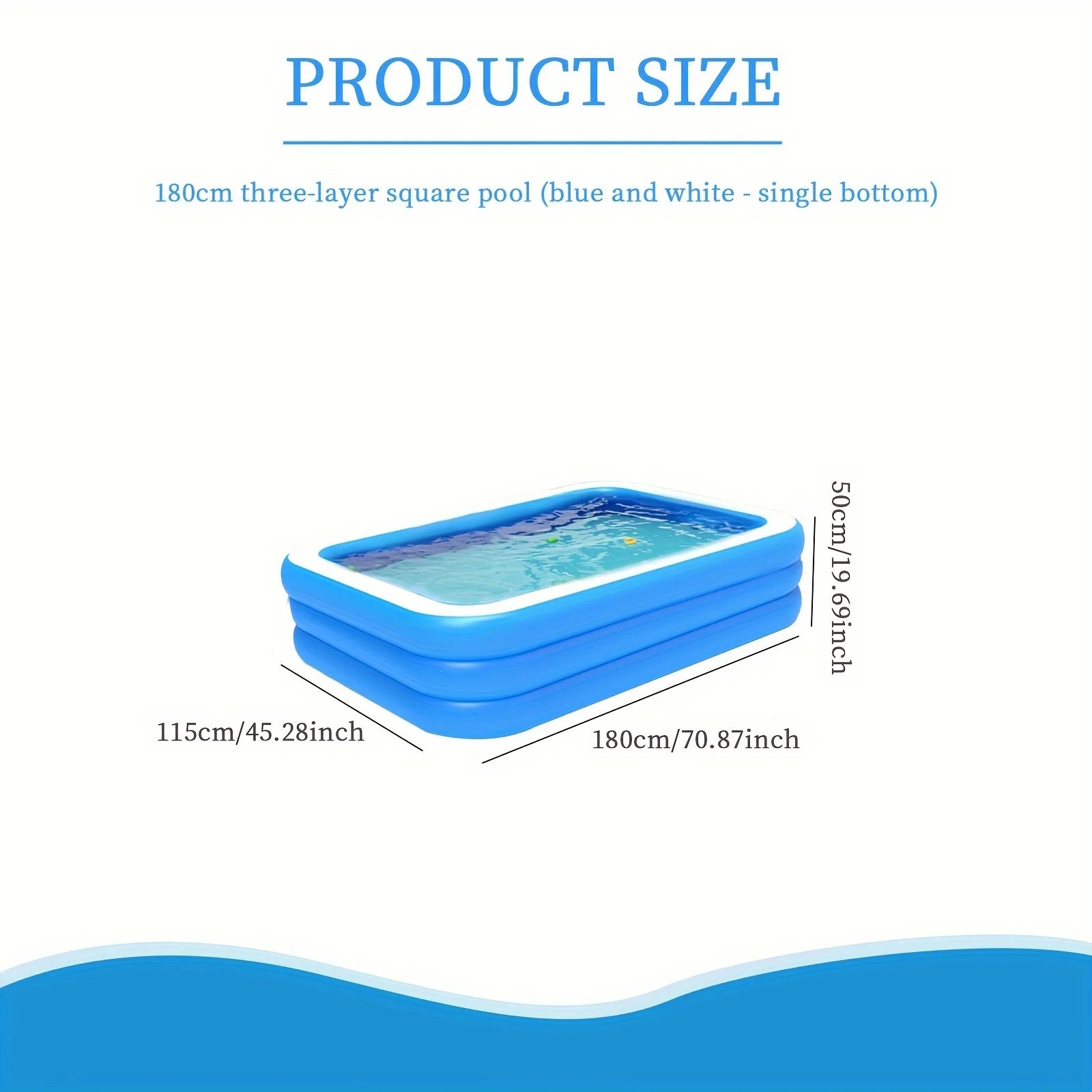 2/3M Big Rectangular Inflatable Swimming Pool for Family