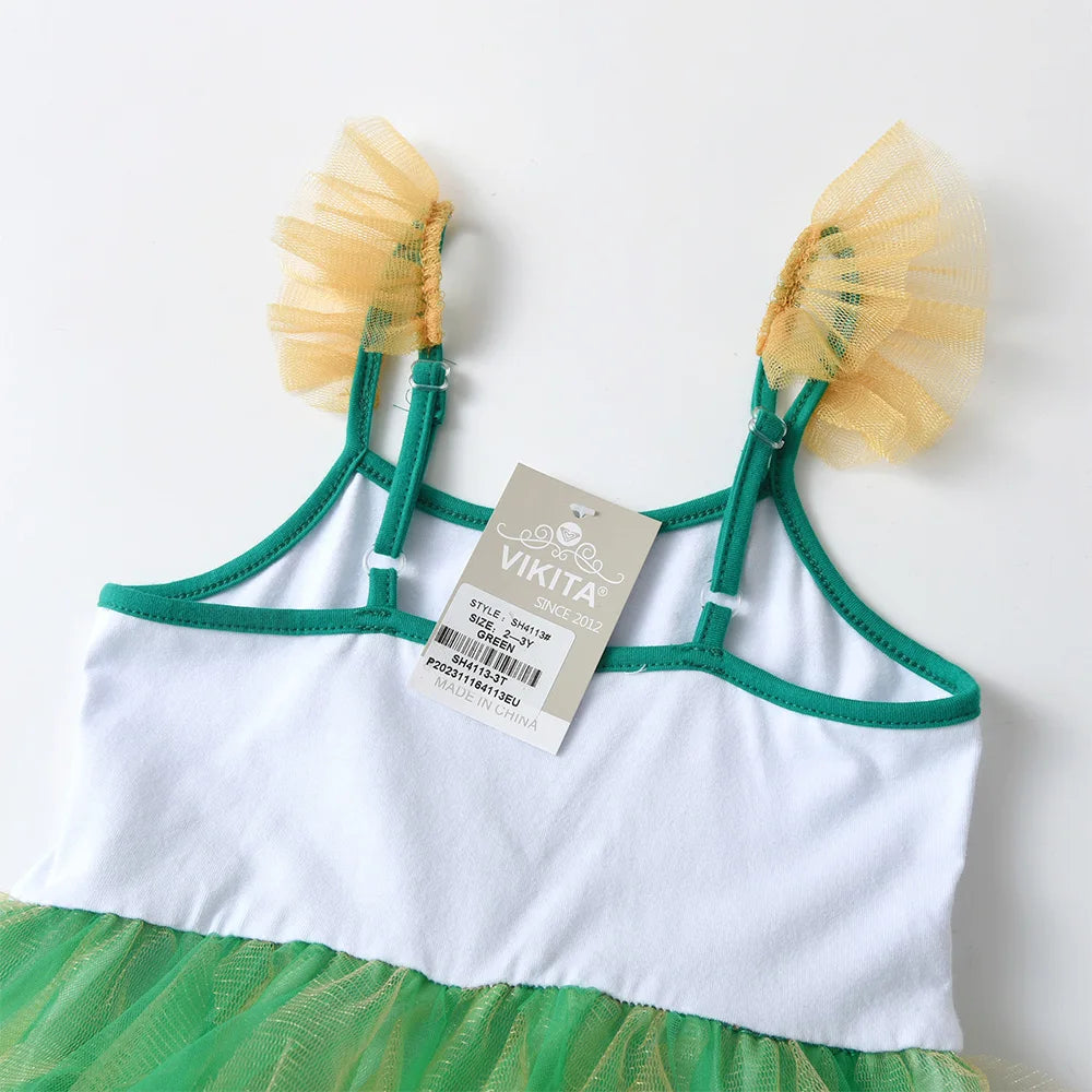 Unicorn Cartoon Design Layered Tulle Kids Girls Summer Dress childrensterritory