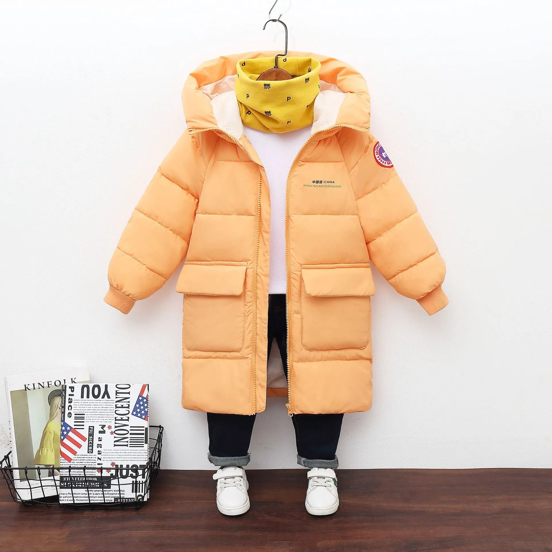 Long Korean Style Down Cotton Jacket for Kids Unisex childrensterritory