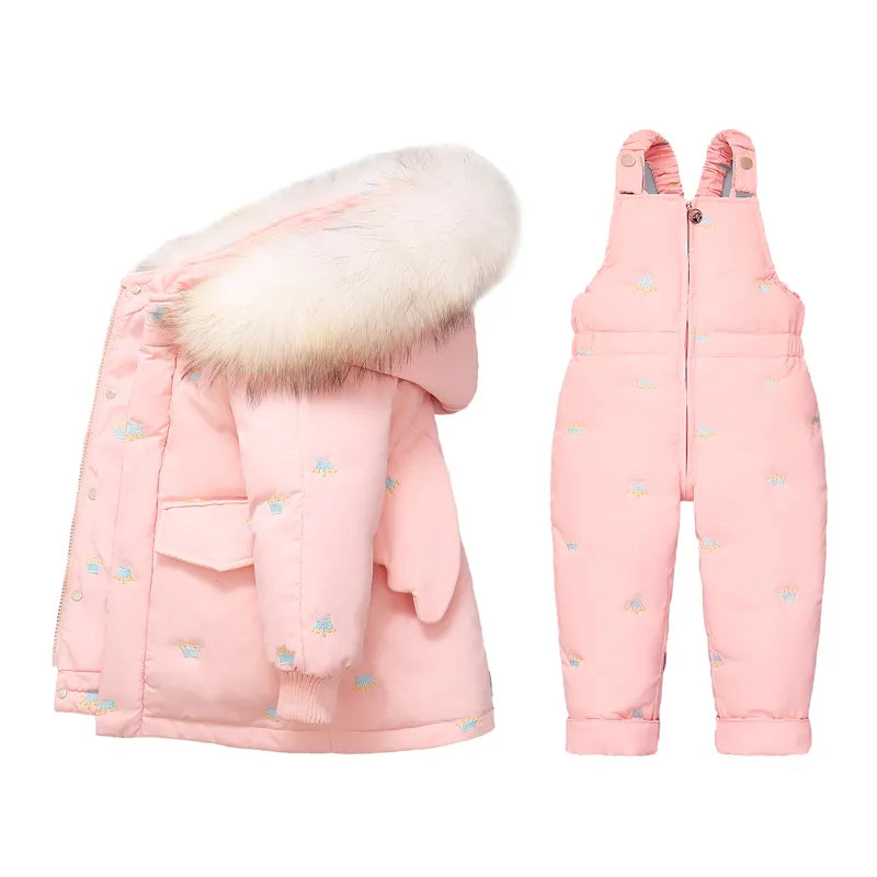 Little Boys Girls Thick Warm Down Jacket Jumpsuit Clothing Set childrensterritory