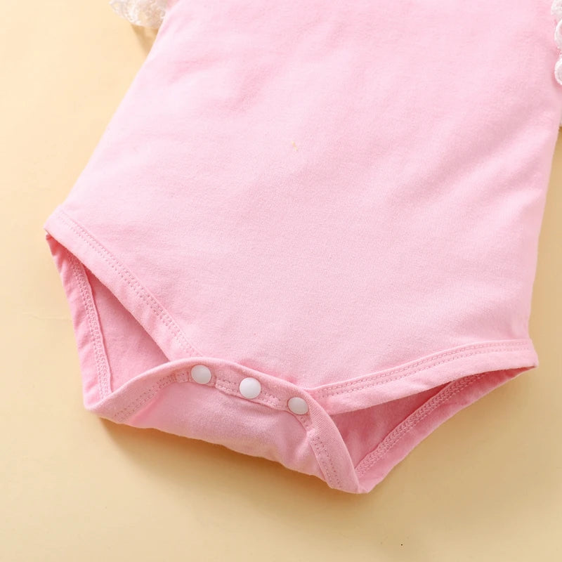 Infant Girl 3-piece Set: Fly-sleeve Romper, Floral Skirt, and Headband childrensterritory