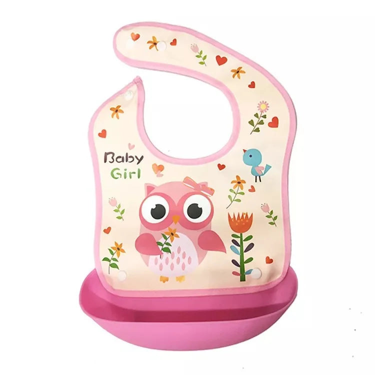 Soft Waterproof Cartoon Printed Adjustable Baby Bibs
