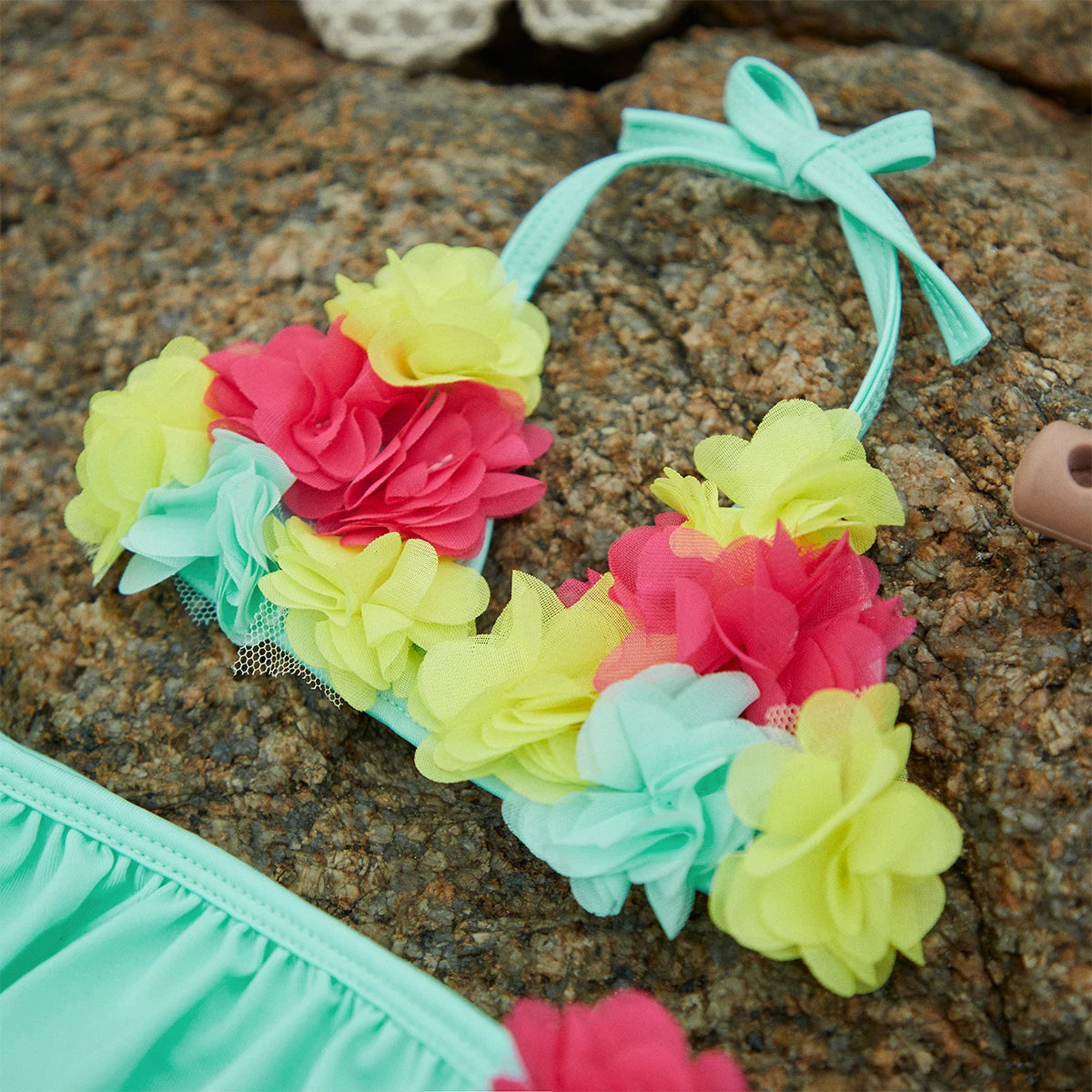 Baby Girl 3pcs Flower Halter Top with Shorts and Sun hat Swimwear