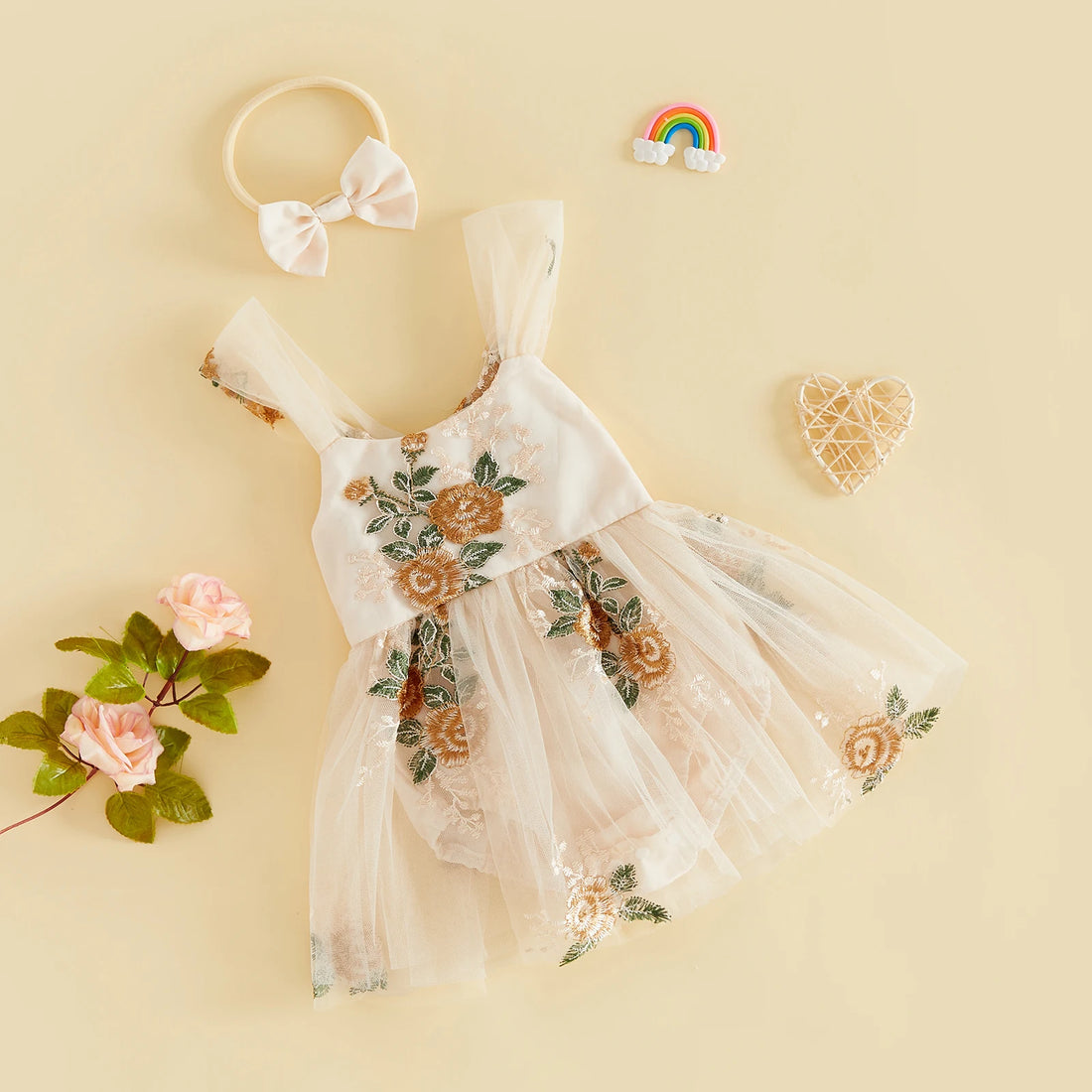 Floral Embroidery Baby Girls&