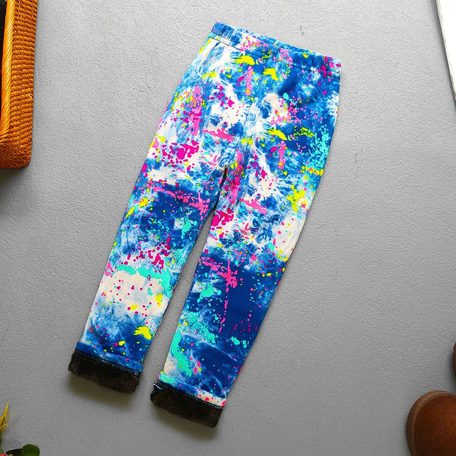Plus Velvet Printed Kids Girls Winter Leggings childrensterritory