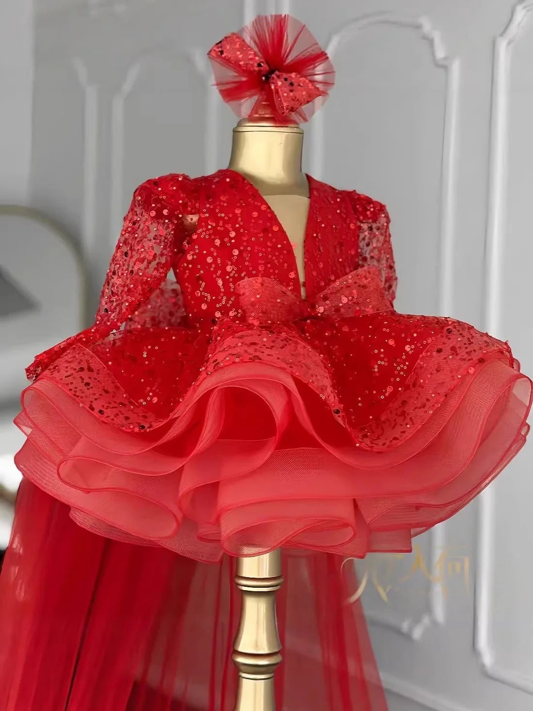 Baby/Kid Girls Shiny Sequins Tutu Party Gown with Headbow