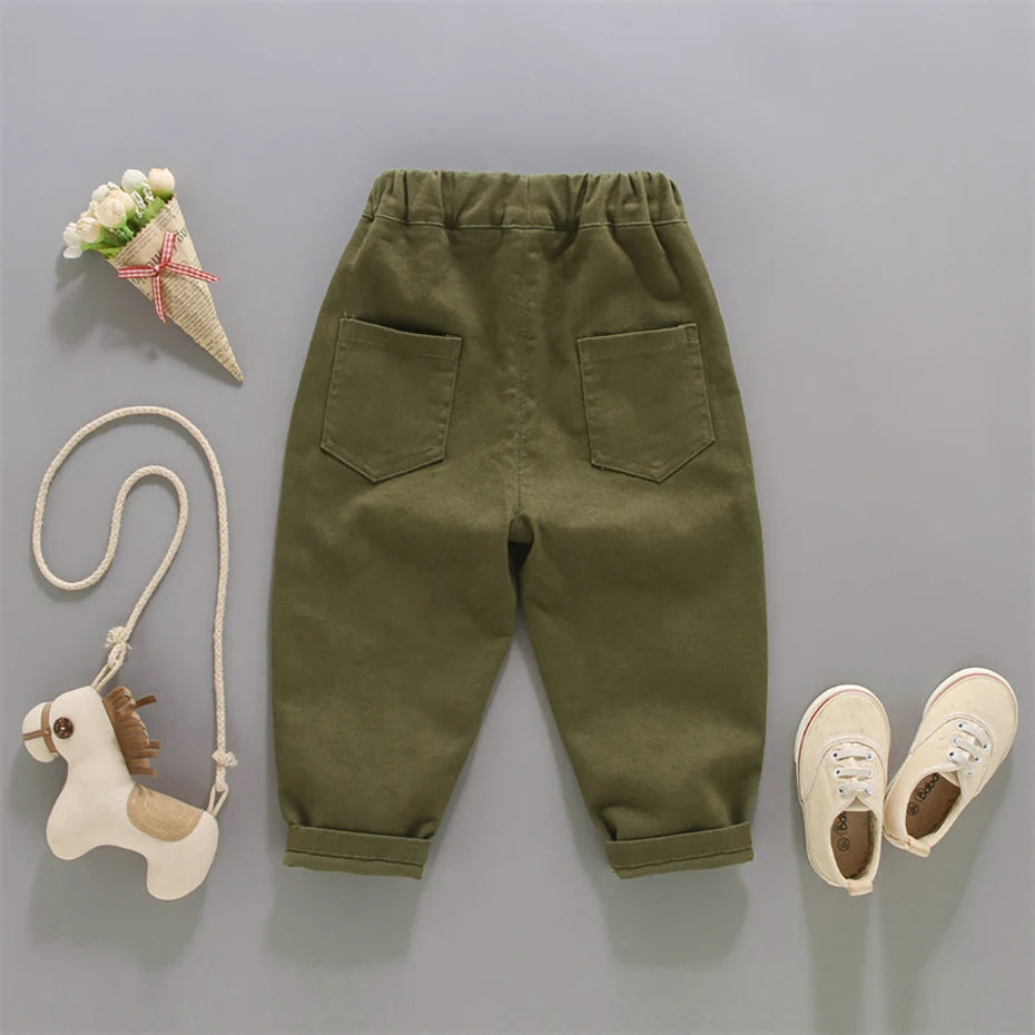 Little Boys Solid Color Casual Pants For Spring Autumn childrensterritory