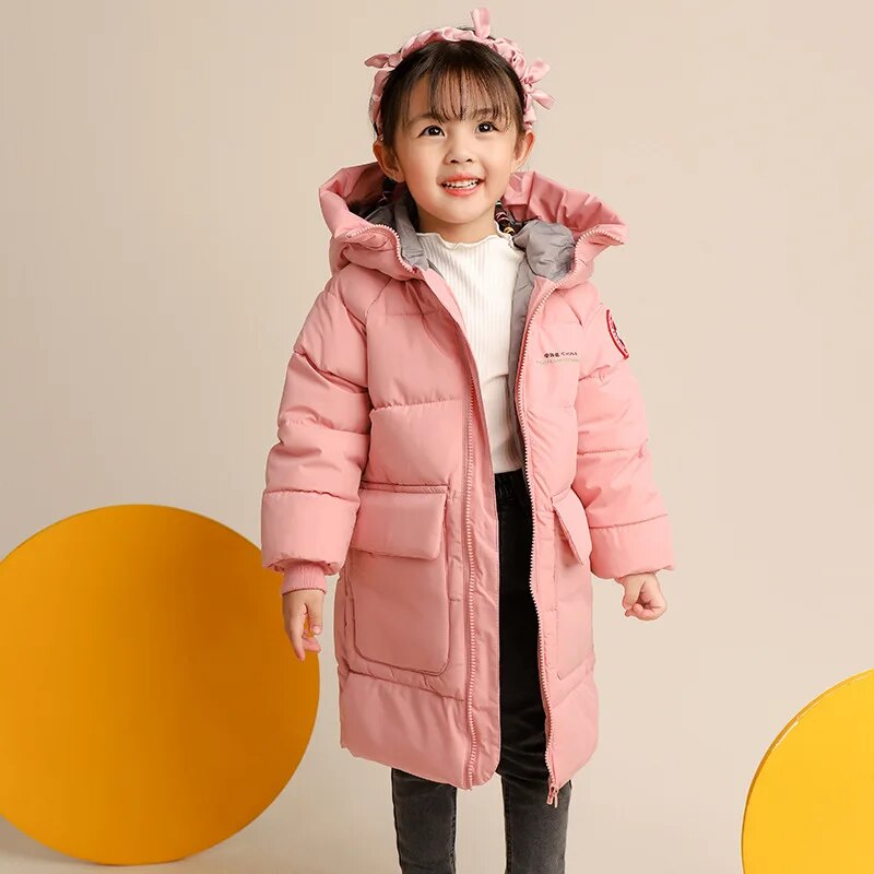 Long Korean Style Down Cotton Jacket for Kids Unisex childrensterritory