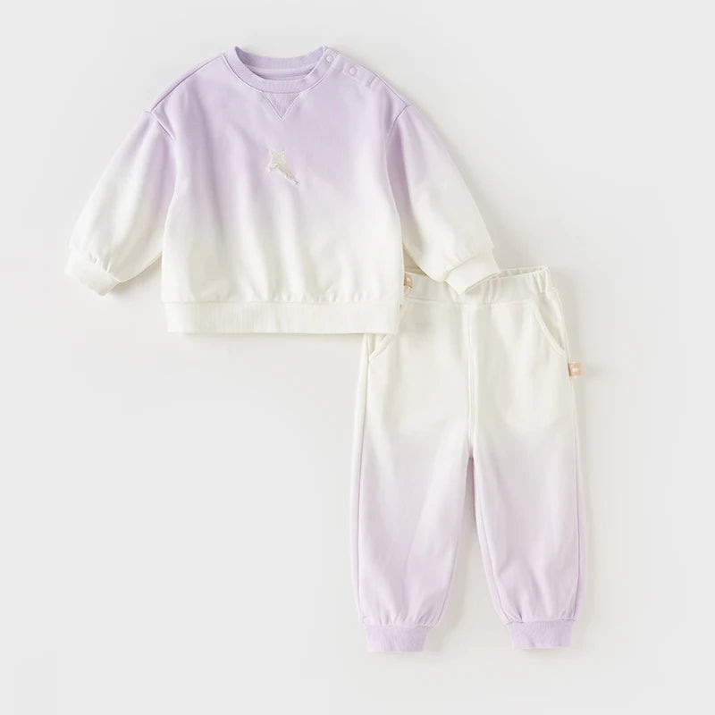 Kids Girls Boys Gradient Color Sports Suits Set for Spring childrensterritory
