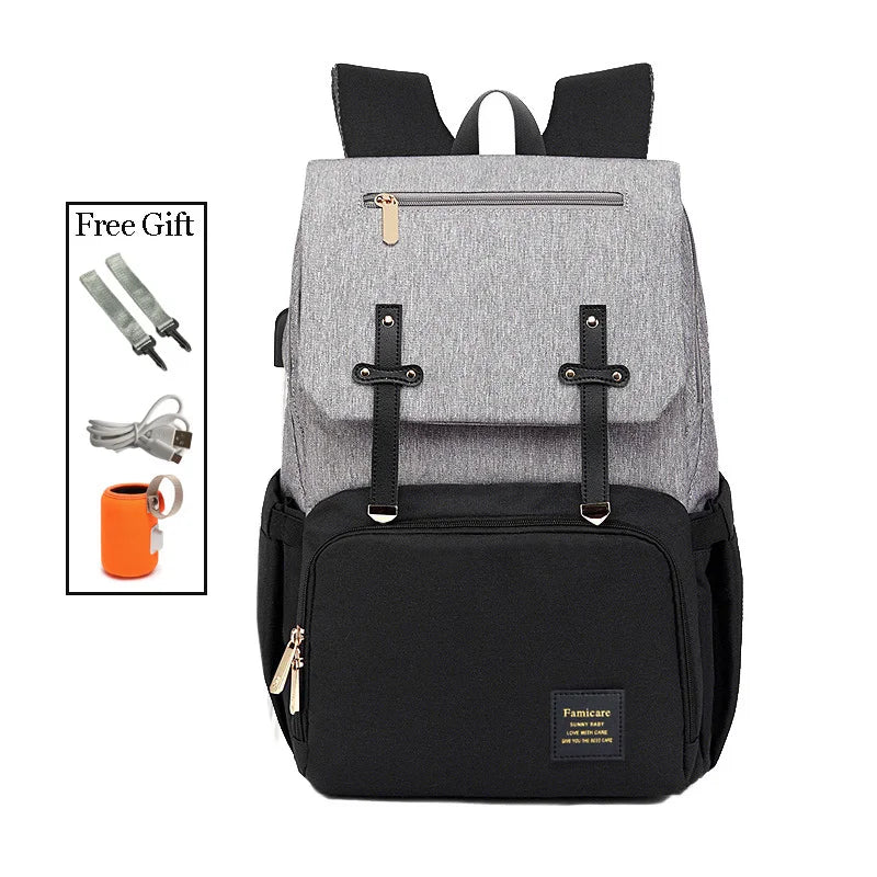 Waterproof Maternity Backpack with USB, Rechargeable Holder