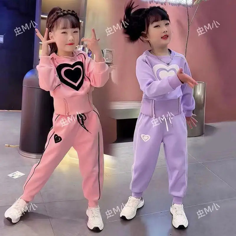 Girls Heart Design Long Sleeves Autumn Clothing Set childrensterritory