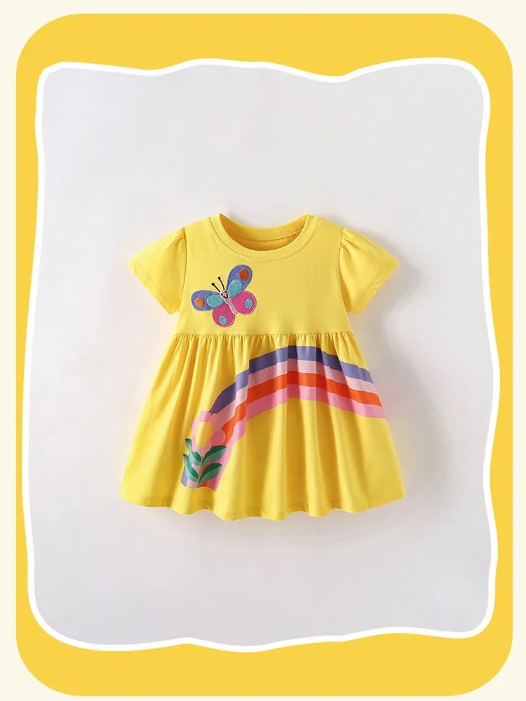 Kids Girls Floral and Butterfly Print Cotton Princess Dress