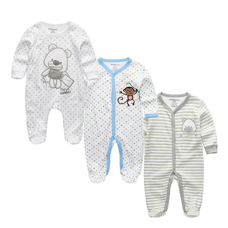 Long Sleeve Overall Printed Baby Zipper Rompers