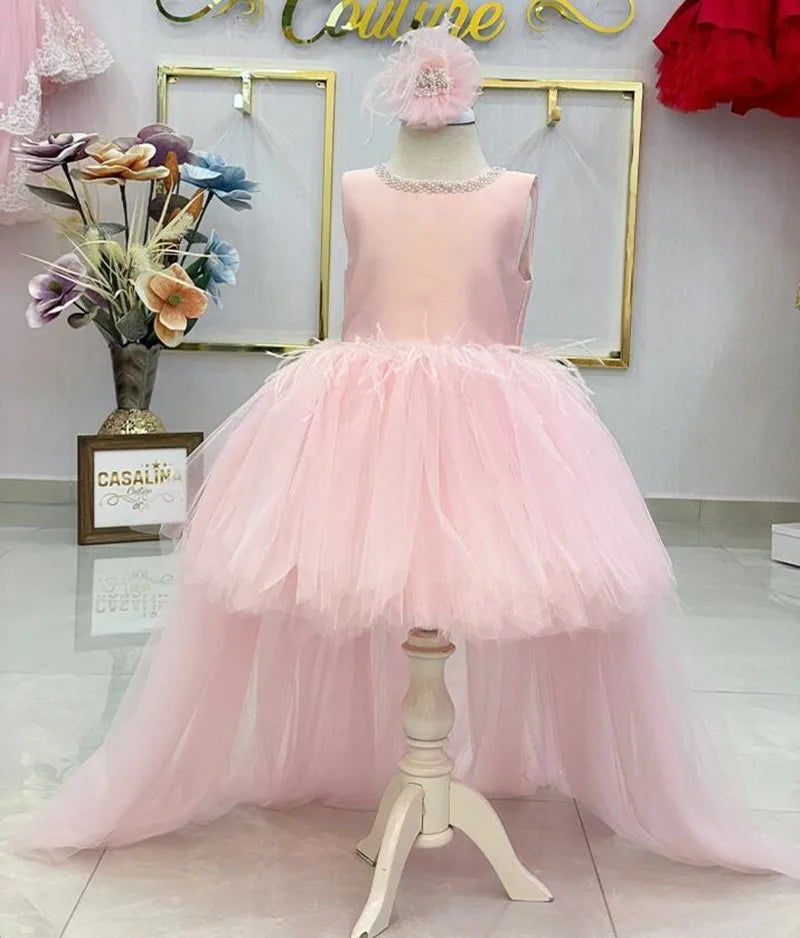 Elegant Tiered Tulle Backless Kids Girls Party Prom Dress childrensterritory