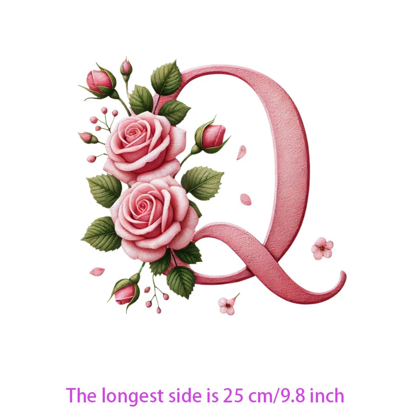 Flower Letter Ironing Transfers Decals For Clothing Diy Appliques